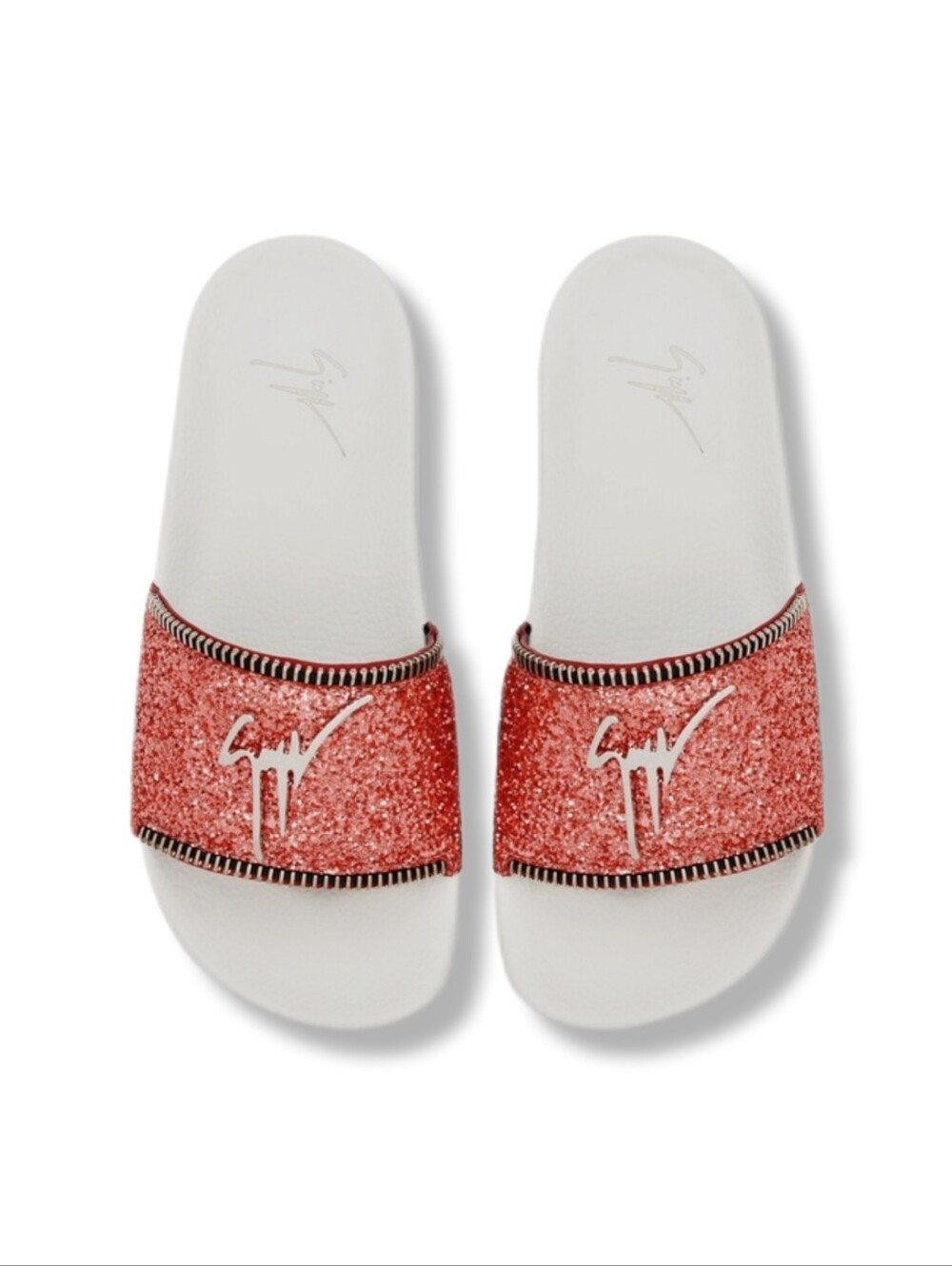 Giuseppe Zanotti Women's Pink Glitter Signature Slide Sandals